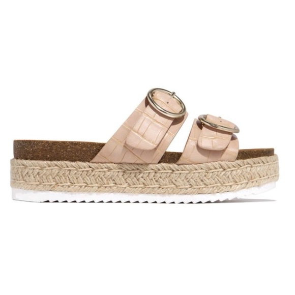 Adjustable Nude Croc Double Buckle Espadrille - Picture 6 of 8